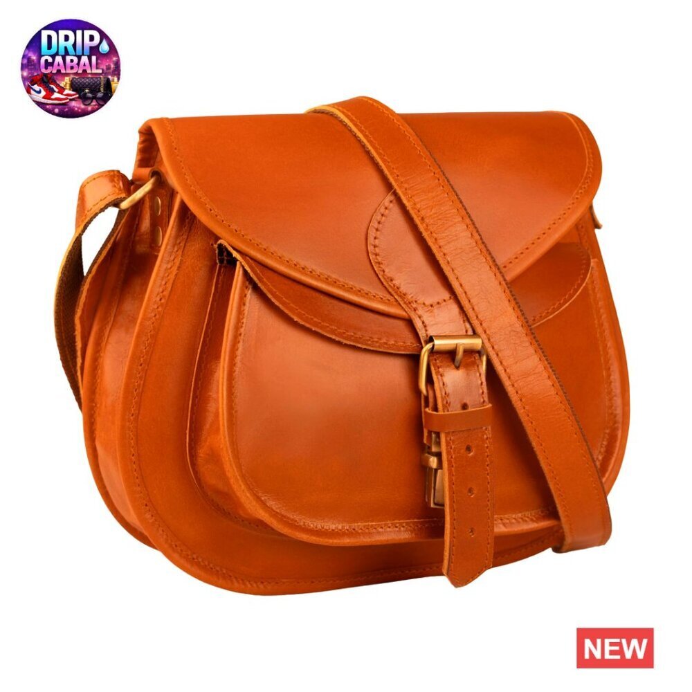 Vintage Leather Crossbody Satchel Bag Elegant Classic Spacious Handbag